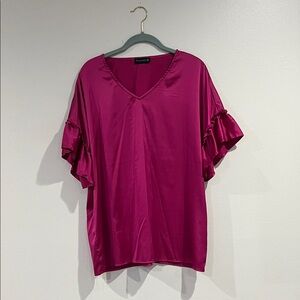 Sterling Kreek Magenta Ruffle Sleeve Blouse